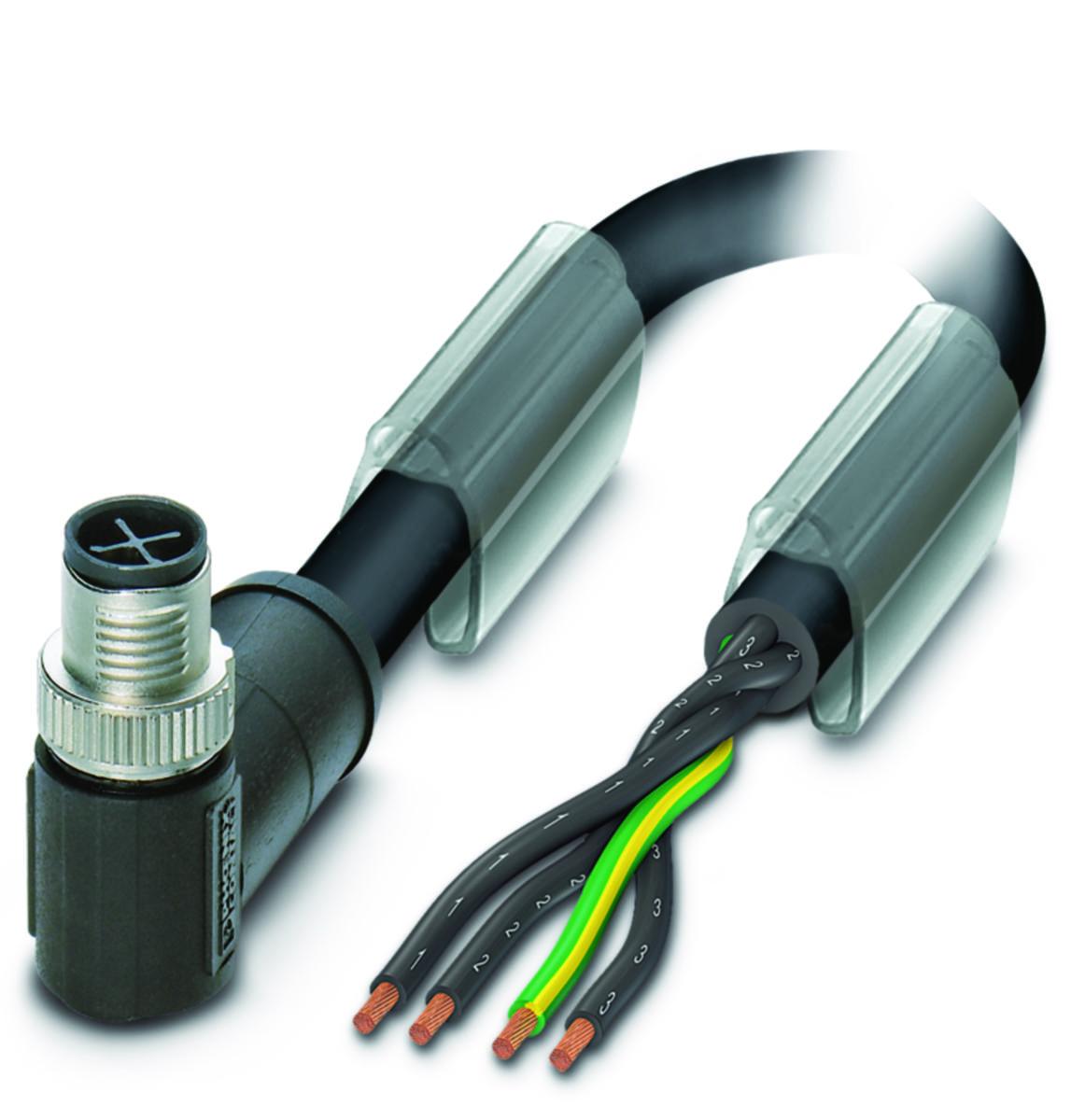 Kablage M12 Power S-kod - M12 S-KOD VINKLAD HANE 5M PUR SAC-4P-MRS/ 5.0-PUR PE