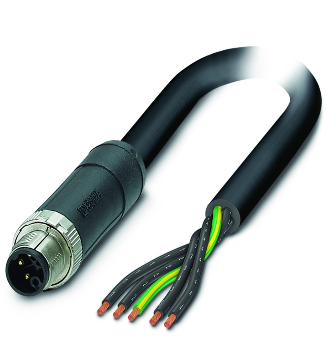 Kablage M12 Power K-kod - M12 K-KOD RAK HANE 5M PUR SAC-5P-M12MSK/ 5.0-PUR PE