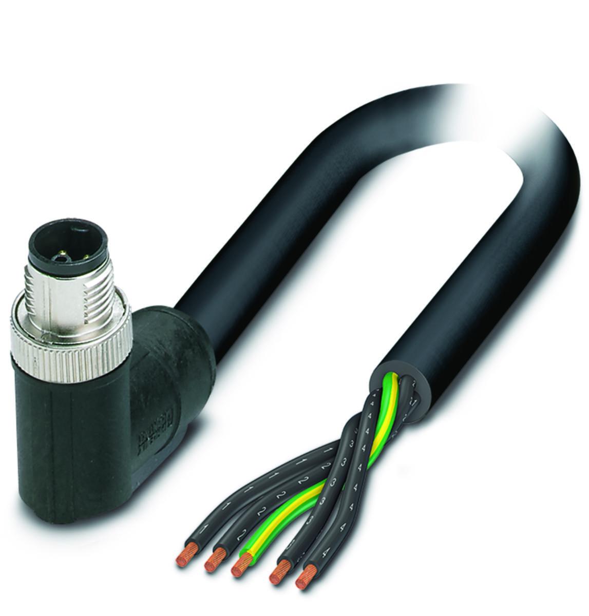 Kablage M12 Power K-kod - M12 K-KOD VINKLAD HANE 5M PUR SAC-5P-M12MRK/ 5.0-PUR PE
