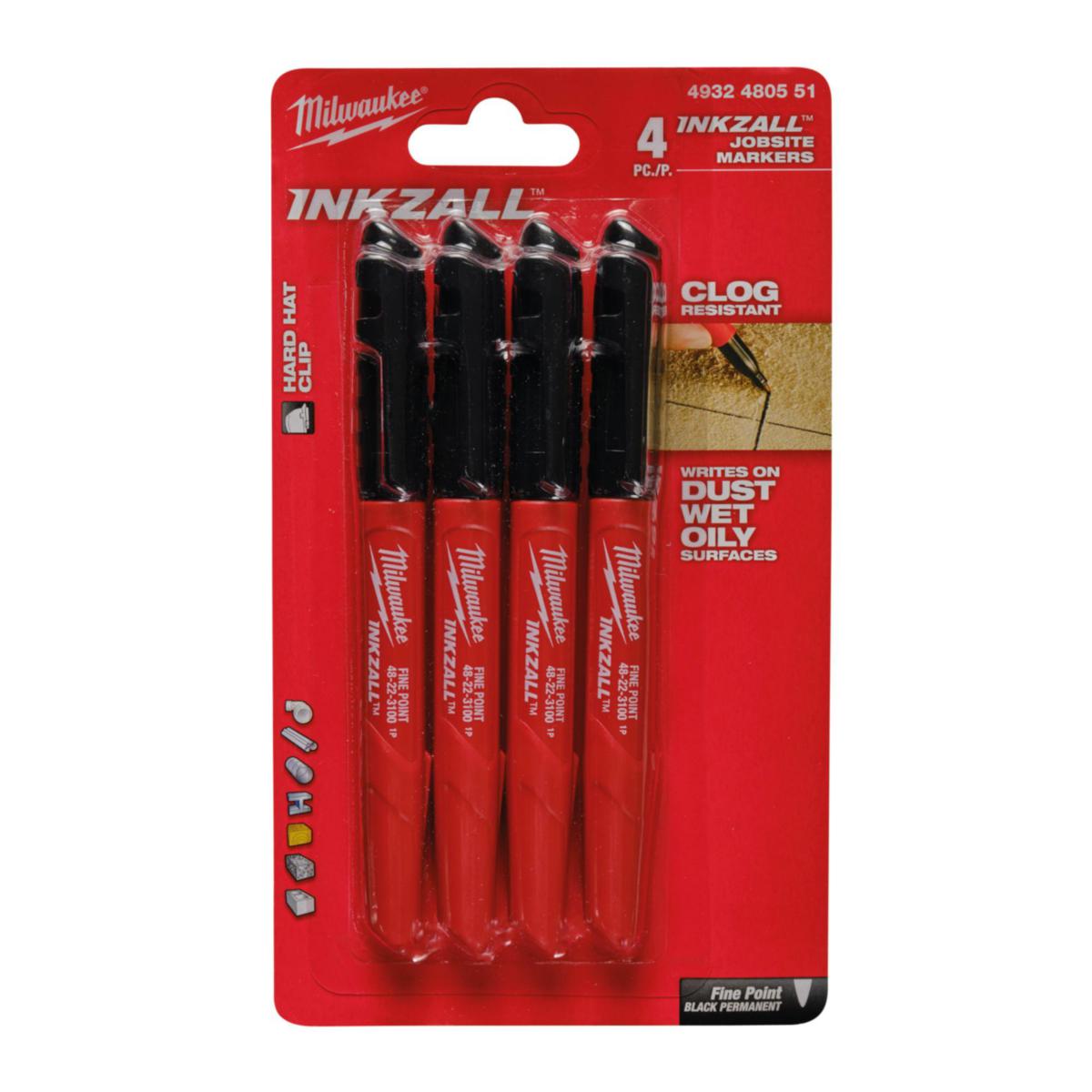 Marker Pen Milwaukee Inkzall - MARKER MILWAUKEE FINE POINT BLACK 4P