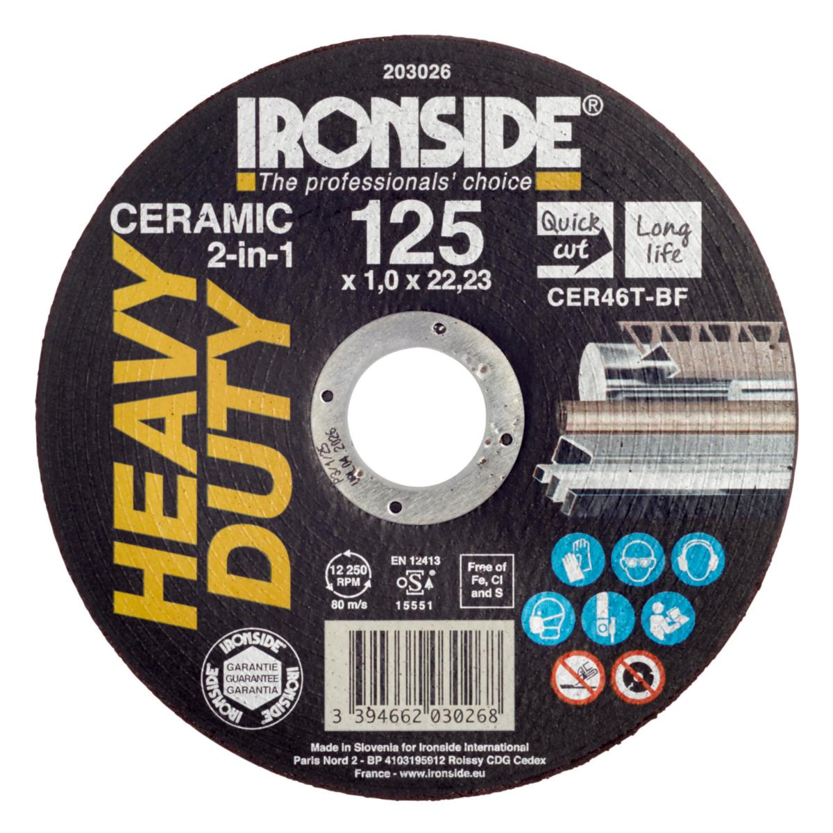 Cutting Disc Ironside Ceramic F41 - CUTTING DISC IRONSIDE F41 125X1.0X22 CERAMIC