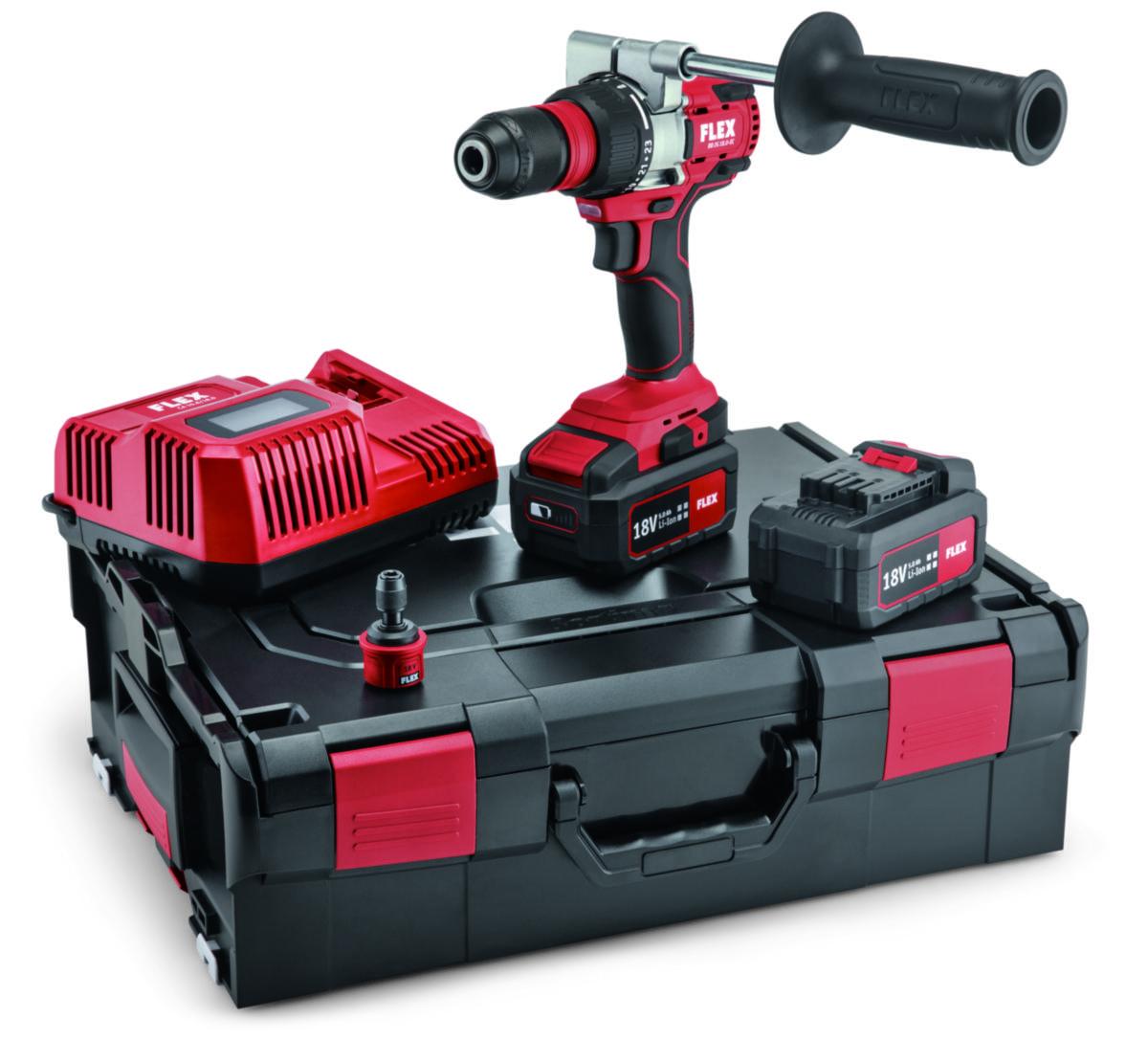 Borrskruvdragare Flex DD2G 18.0-EC Set - BORRSKRUVDRAGARE FLEX DD2G 18V 56/90NM EC 5.0AH X2 & LADDARE