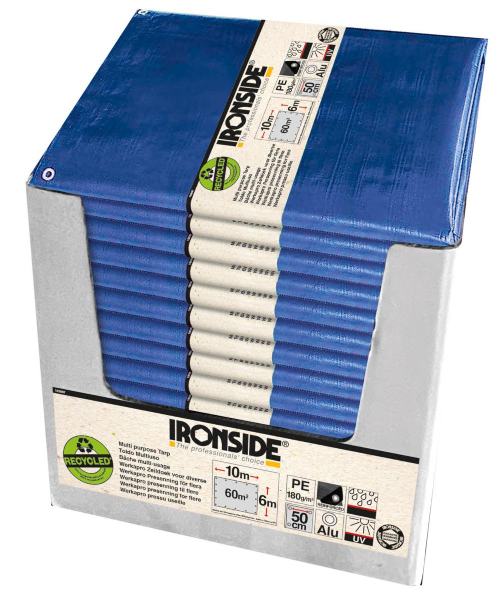 Tarpaulins Ironside PE 120g/m2 blue - TARPAULINS IRONSIDE 8X12M 120G RECYCLED BLUE 500492