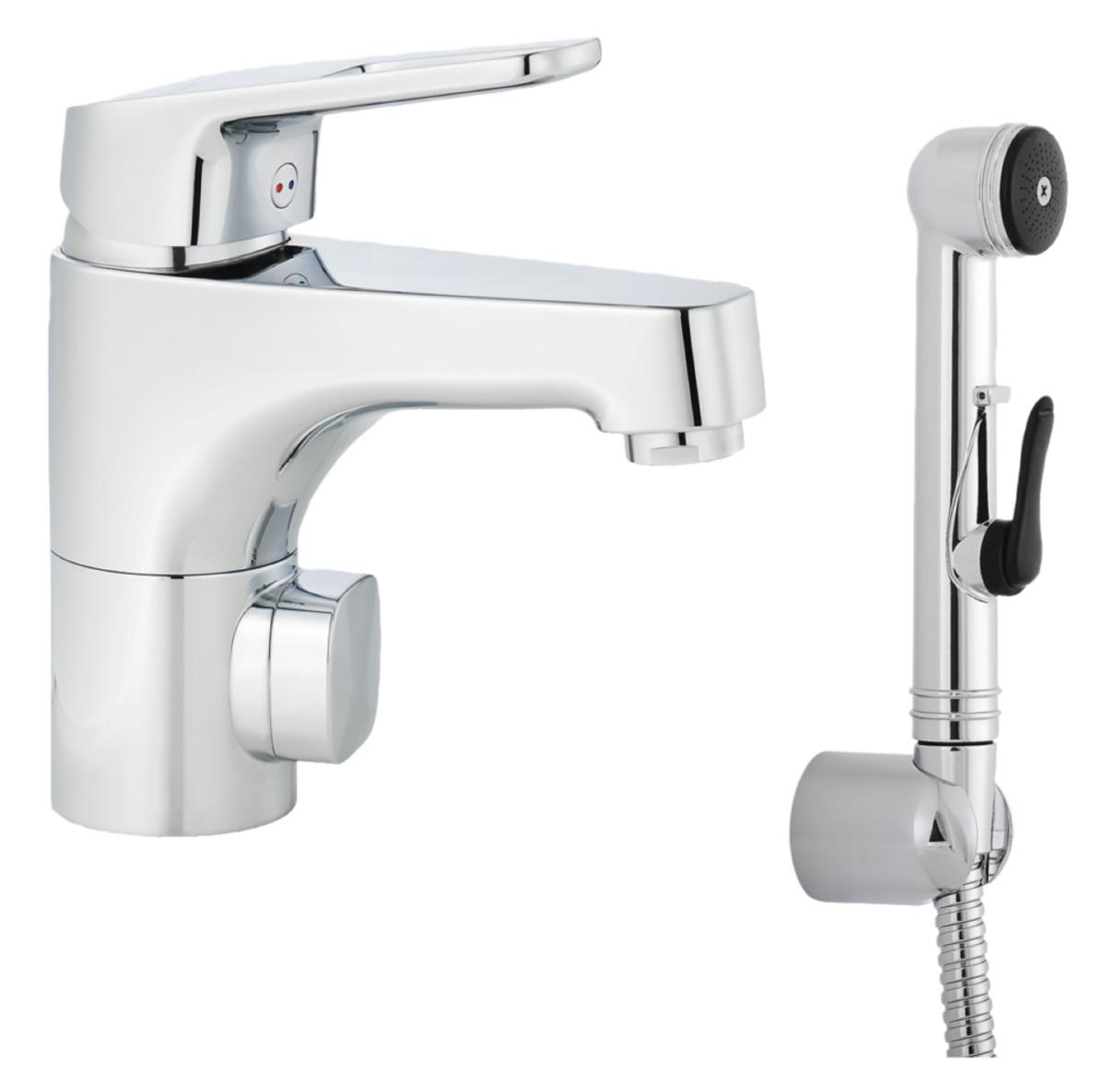 Tvättställsblandare Siljan med sidodusch, FMM - FMM SILJAN TS.BL M.SIDODUSCH & TM.AVST. U.BV 10MM ANSL