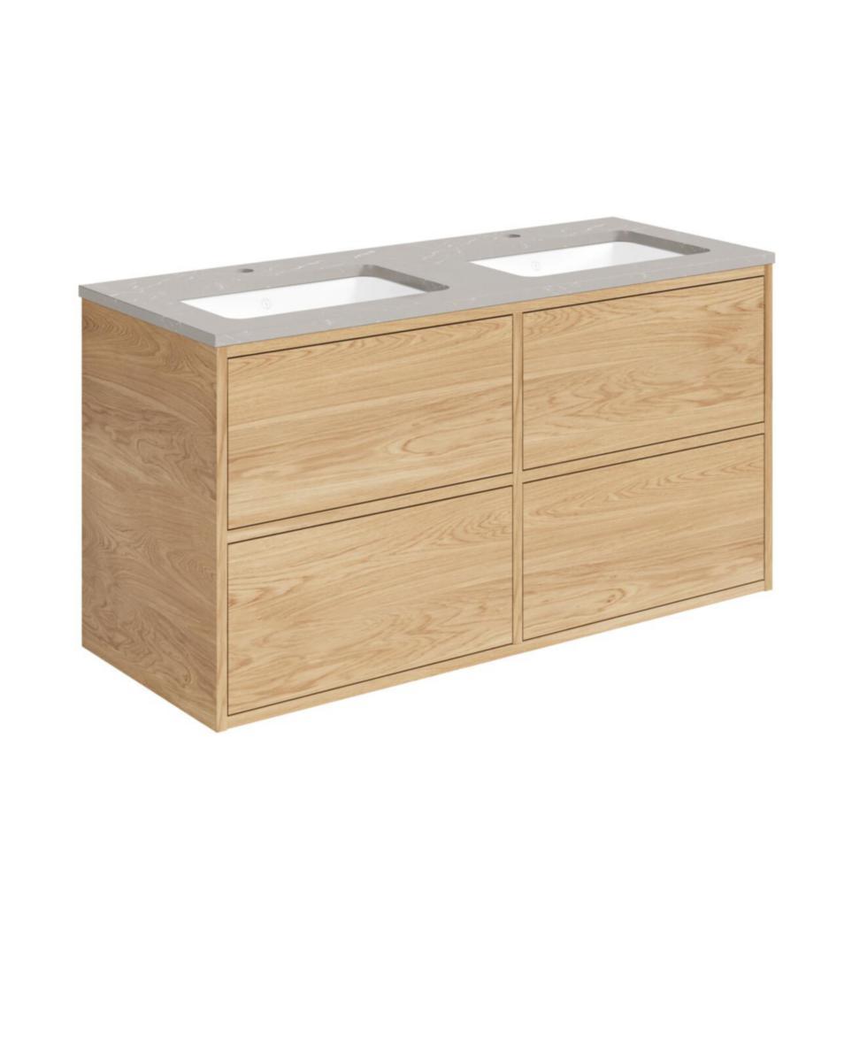 Tvättställsskåpspaket Ducentic 120cm, Gustavsberg - GBG DUCENTIC KOMMODPAKET M.TS 120CM, 4 LÅD.LJUS EK, TS GRÅ