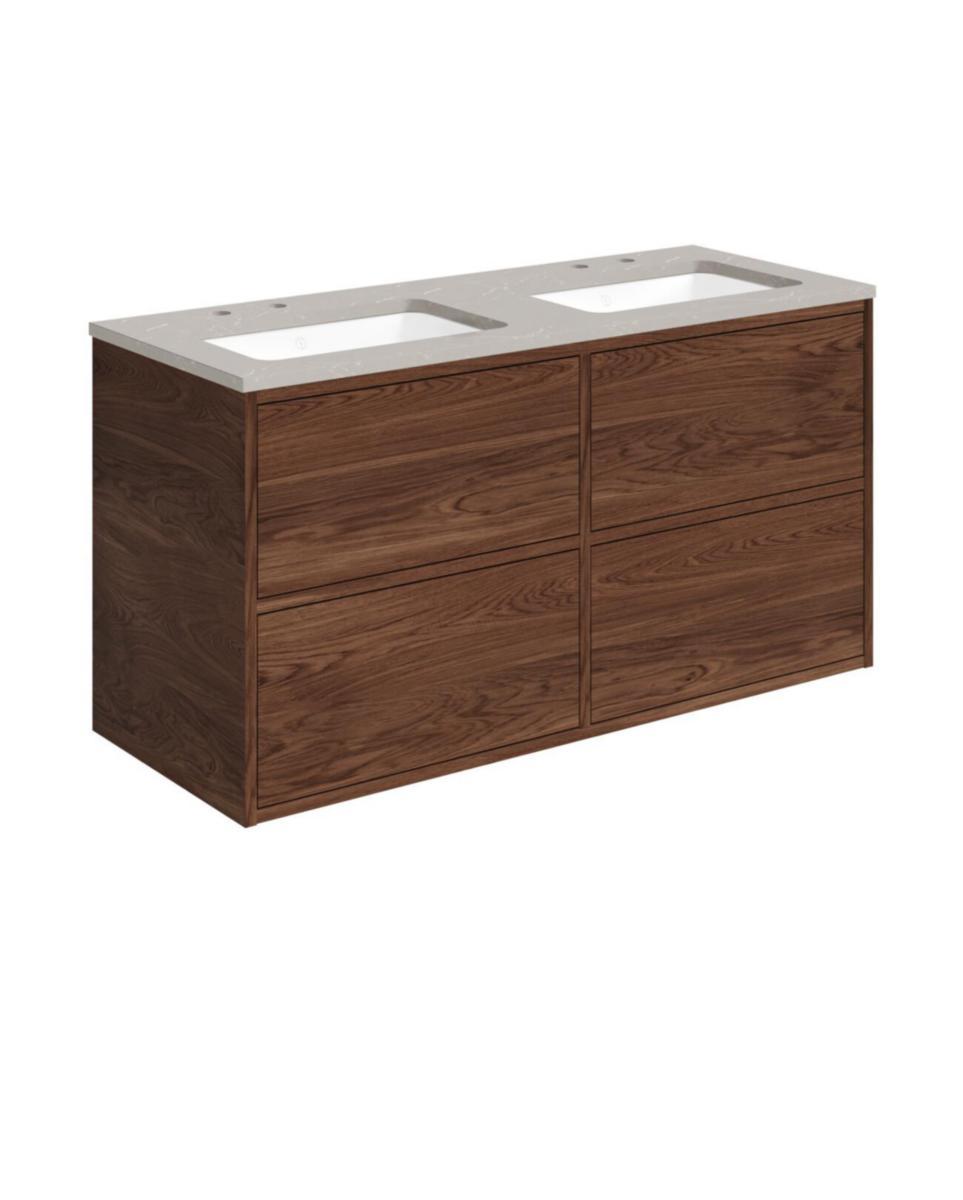 Tvättställsskåpspaket Ducentic 120cm, Gustavsberg - GBG DUCENTIC KOMMODPAKET M.TS 120CM, 4 LÅD.BRUN EK, TS GRÅ