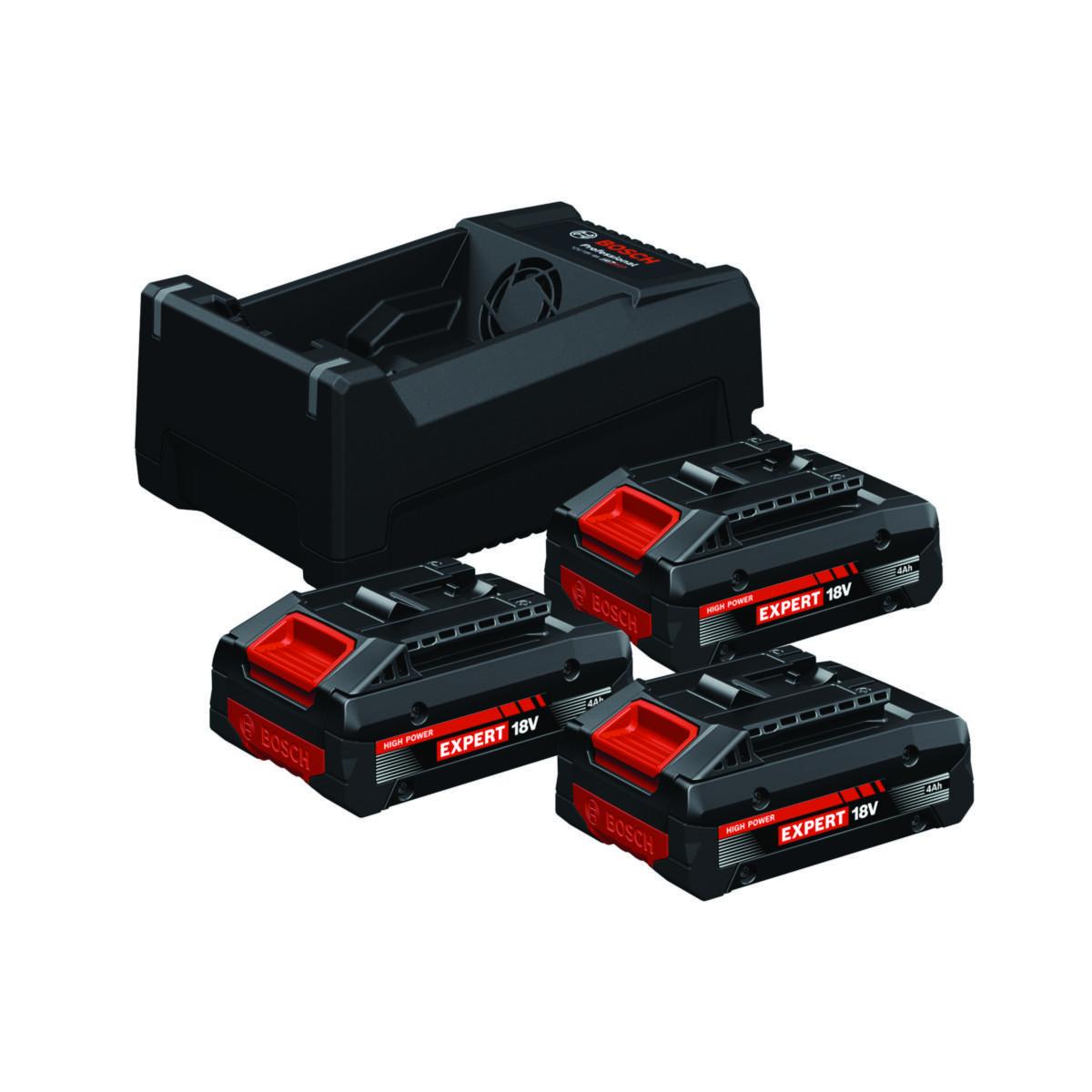 Batteripaket Bosch EXBA18V-40 + GAL12V/18V-80 - BATTERIPAKET BOSCH EXBA 18 V EXPERT 18V 3X4,0AH