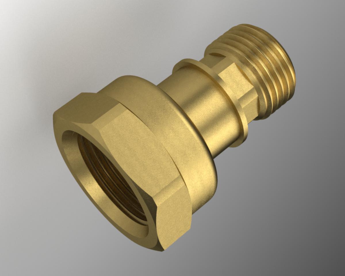 Straight coupling with swivel nut x male thread Yellow, Ezze - EZZE STRAIGHT CONNECTION W.SW G10 MALE X G15 SW.NUT
