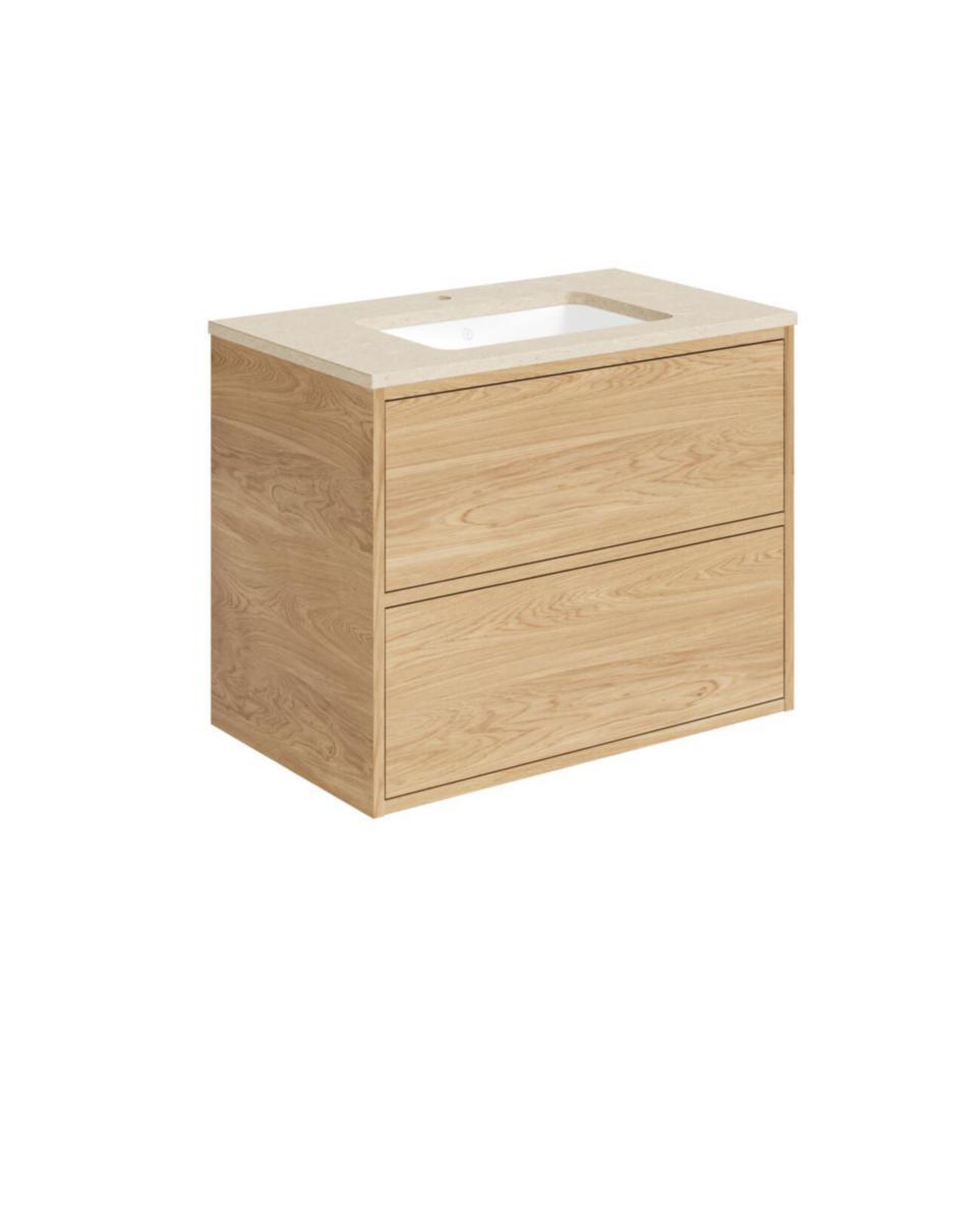 Tvättställsskåpspaket Ducentic 80cm, Gustavsberg - GBG DUCENTIC KOMMODPAKET M.TS 80CM, 2 LÅD. LJUS EK, TS BEIGE