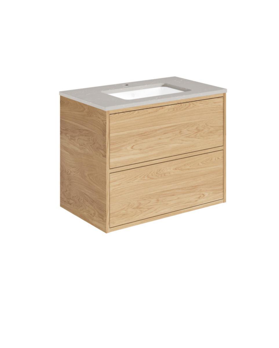 Tvättställsskåpspaket Ducentic 80cm, Gustavsberg - GBG DUCENTIC KOMMODPAKET M.TS 80CM, 2 LÅD. LJUS EK, TS GRÅ