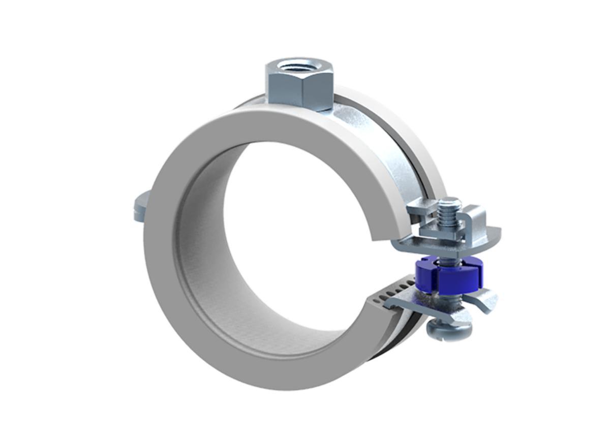 Rubber-Coated Clips for Plastic and Composite Pipes 225, Jirva - CLAMP 225 16MM JIRVA RUBBER-COATED M8- THREAD