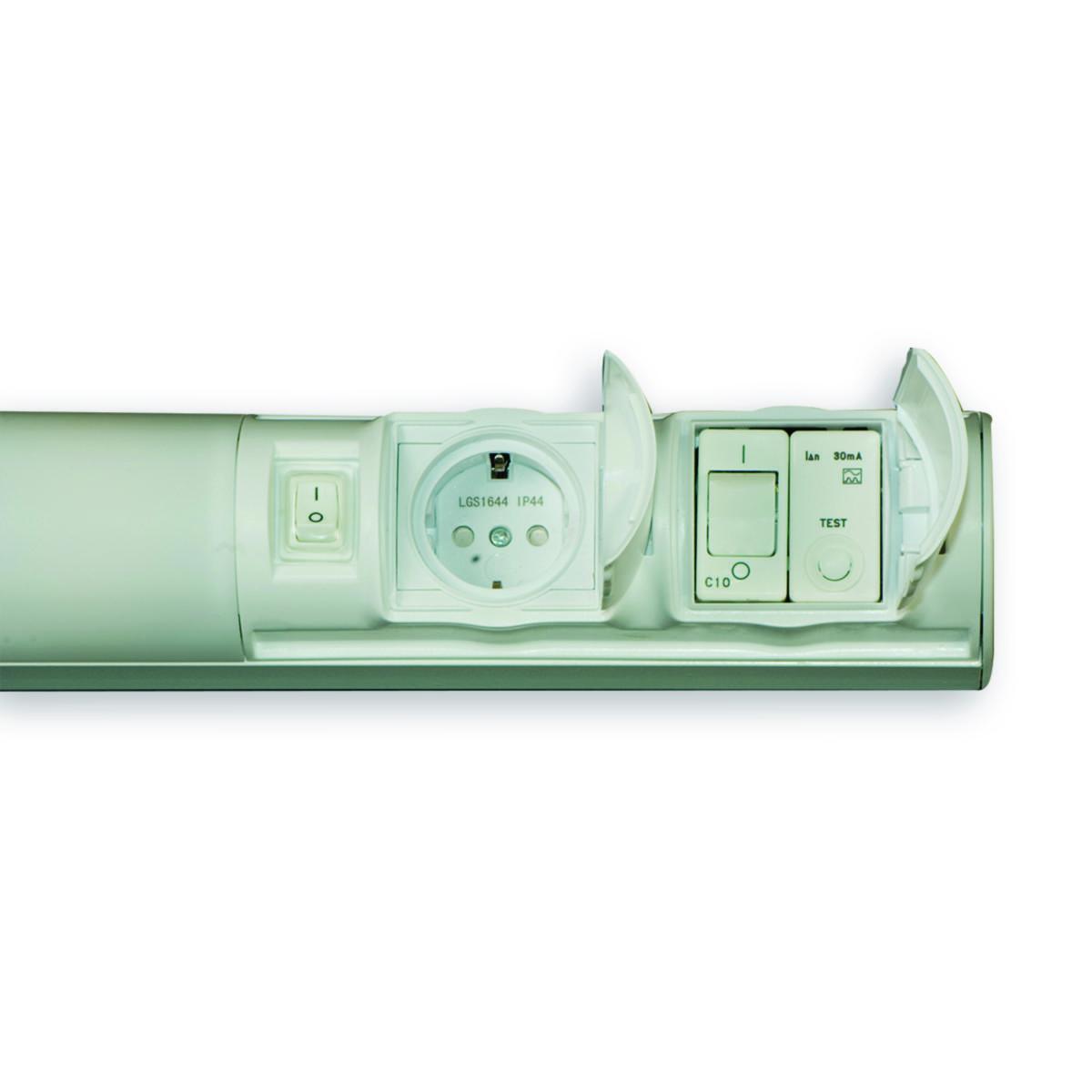 Bänkarmatur Alisa LED, Ensto - BÄNKARM 7W 3K 460LM 1UTG JFELB ARM LED 7W/8DW UTTAG JORDFELB