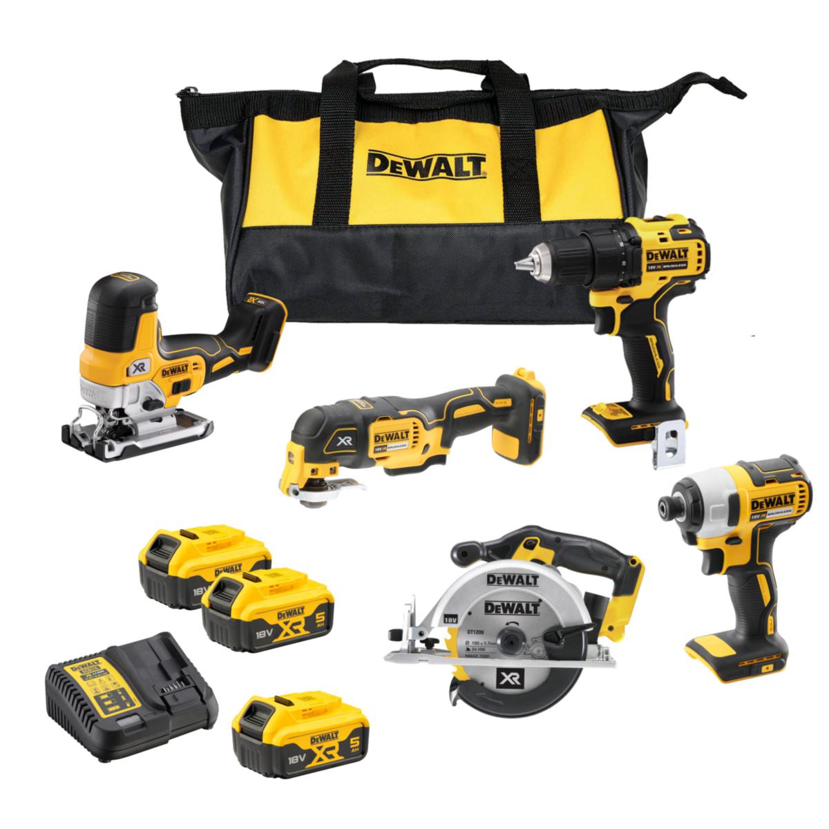 Kombikit DEWALT DCK555P3 - MASKINKIT DEWALT DCK555P3-QW 5 DELAR+ 3X5.0AH,LADDARE,VÄSKA