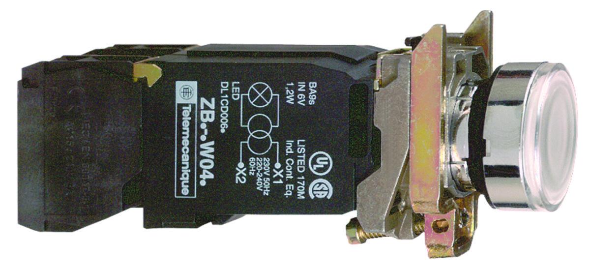 Lamptryckknapp XB4BW Återfjädrande plant trycke - LAMPTRYCKKNAPP VIT XB4BW3135