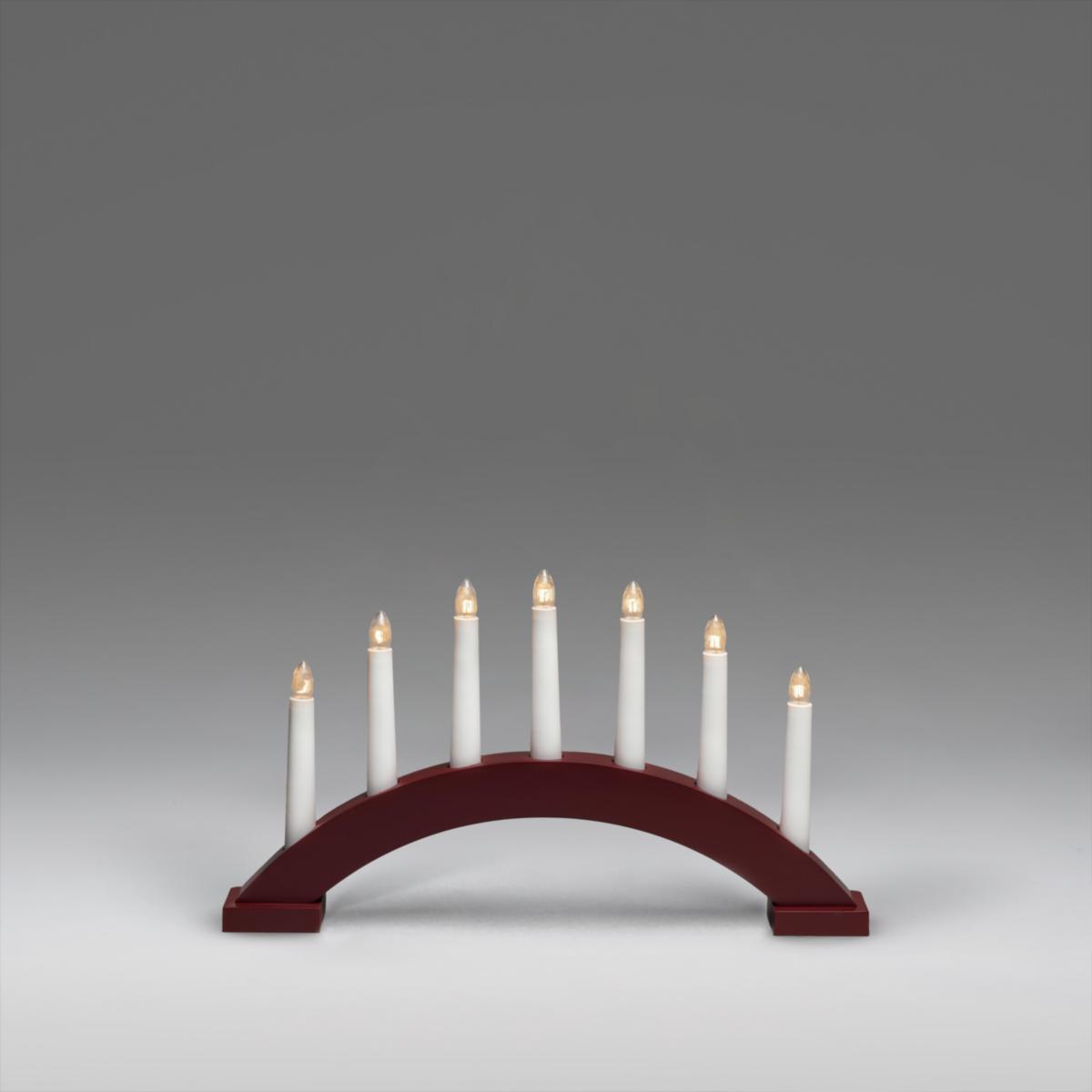 Elljusstake - ELLJUSSTAKE 7 LJUS TRÄ MÖRKRÖD