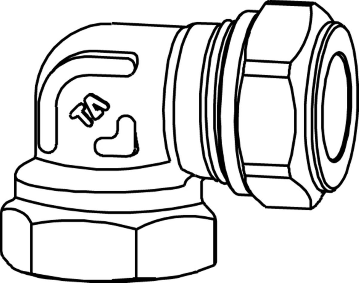 Vinkelkoppling 90° TA 305 förkromad, FPL - 12XR10 FPL-KOPPLING VINKEL FKR    INV GG 53305-212