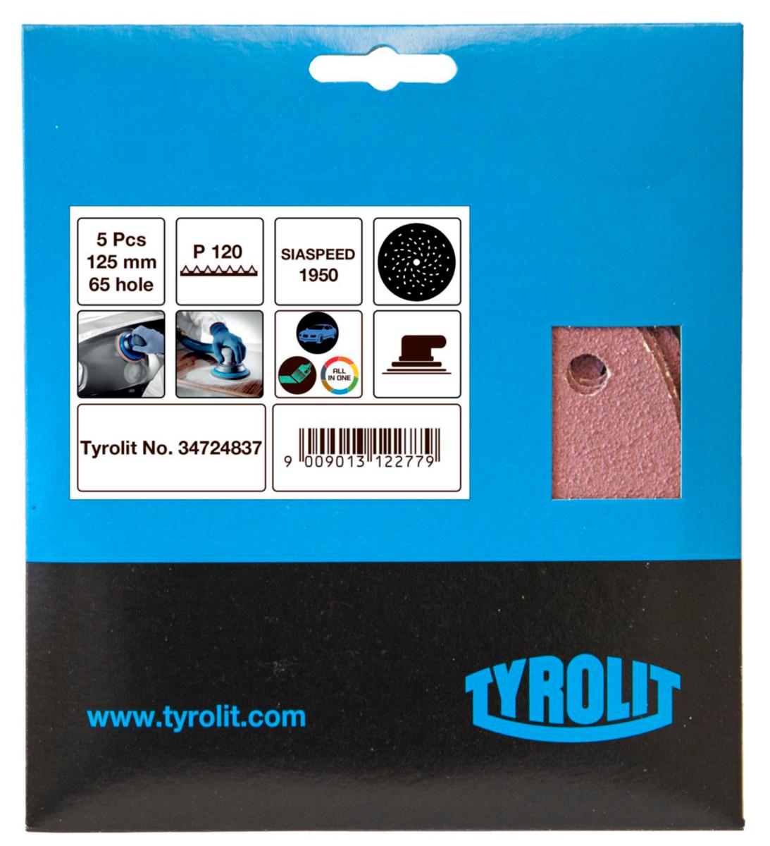 Velcro Disc Tyrolit Siaspeed 1950 SB-pack Multihole Ø125 mm - VELCRO DISC SIASPEED 1950 H65 MULTIHOLE 125MM G120 5-PINPACK