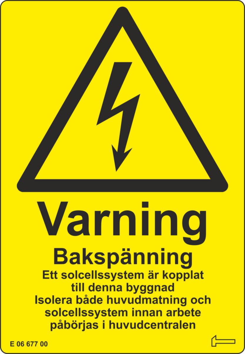 Dekal A8 Varning Bakspänning - DEKAL A8 VARNING BAKSPÄNNING V0105098
