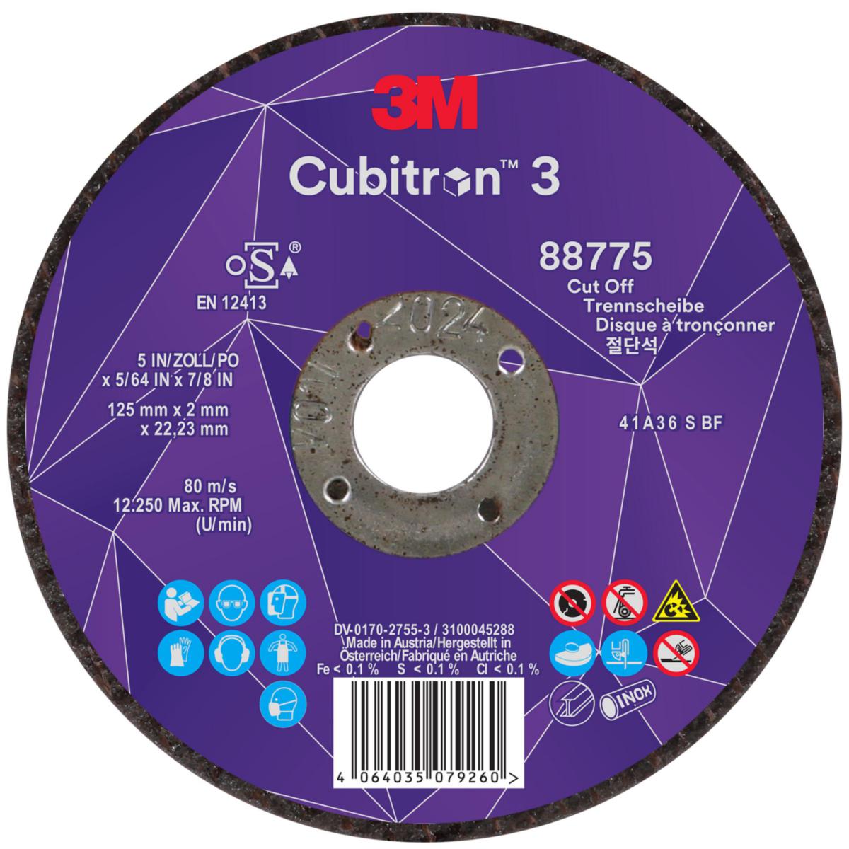 Cutting Disc 3M Cubitron 3 Type 41 - CUT-OFF WHEEL 125X2X22.2MM 3M CUBITRON 3 T41