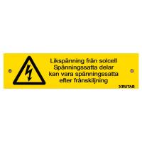Varningsskylt för likspänning från solcell