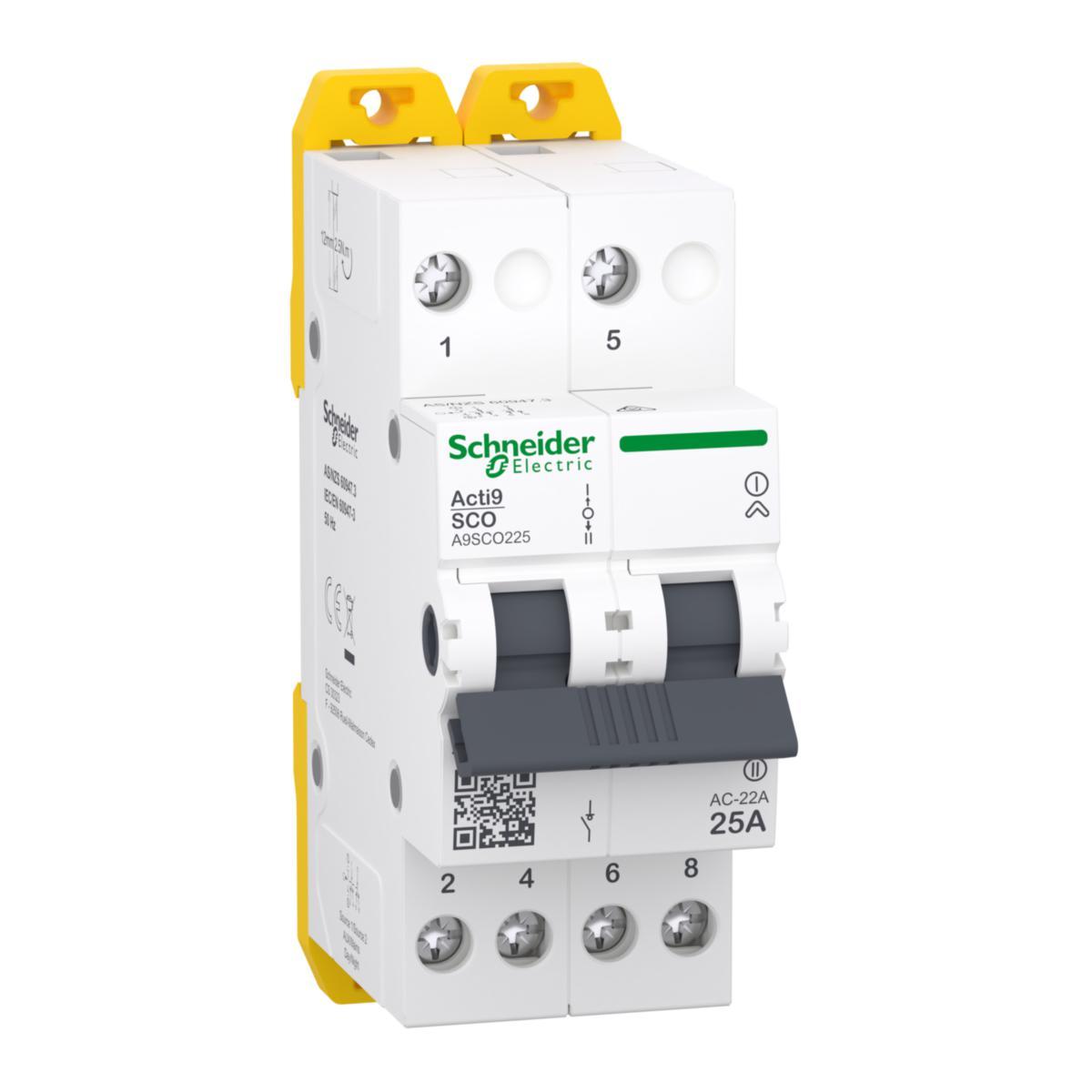 Reservkraftsomkopplare Acti 9 - RESERVKRAFTSOMK I-O-II 2P 25A A9SCO225