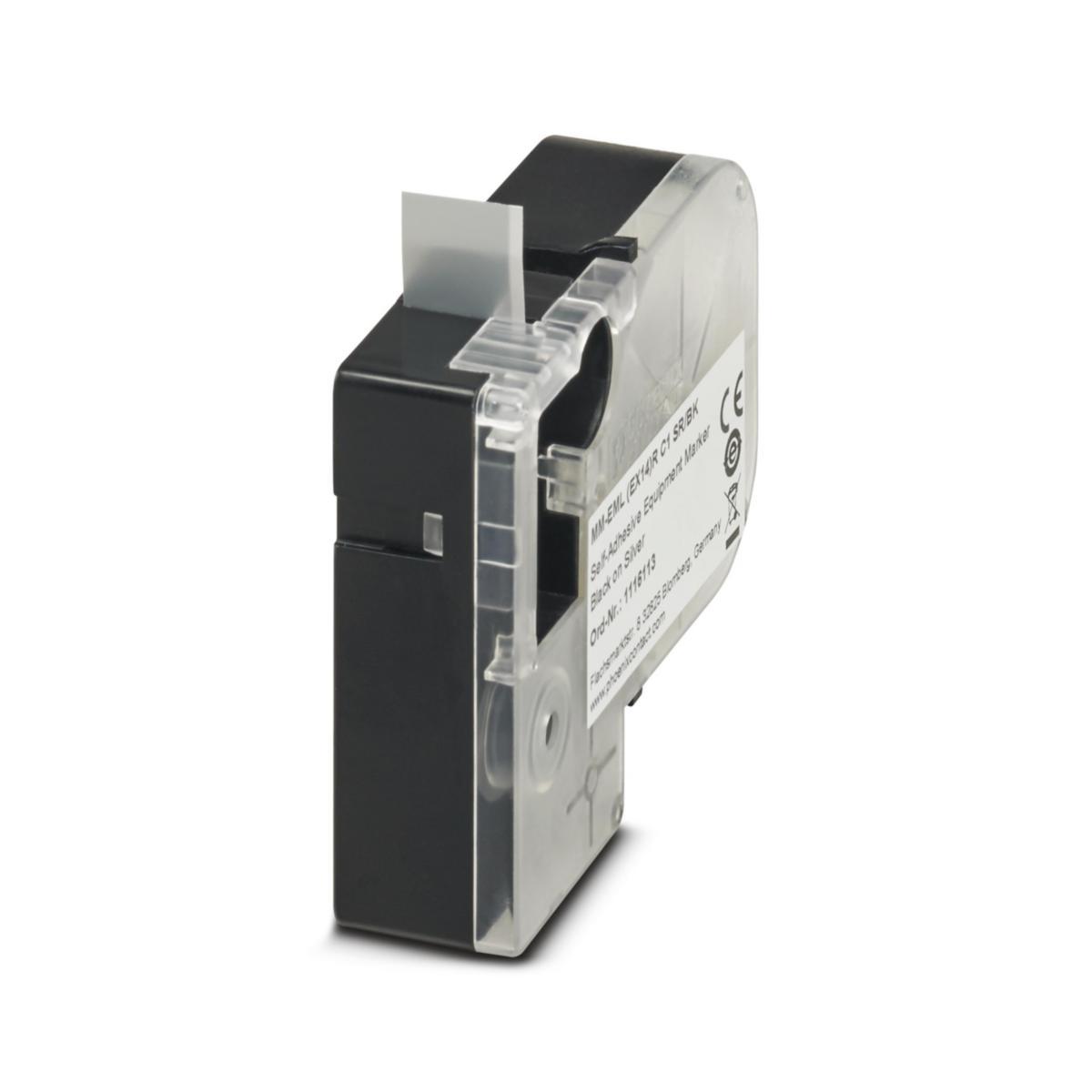 Kassetter för Thermomark Go Polyester - POLYESTERETIKETT SI/SV HÖJD 14 MM-EML(EX14)RC1SR/BK