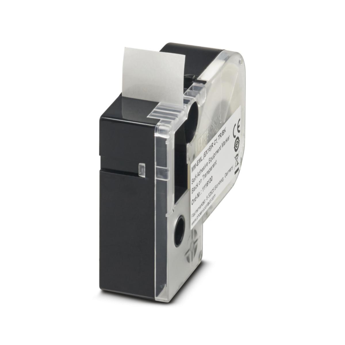 Kassetter för Thermomark Go Polyester - POLYESTERETIKETT TR/SV HÖJD 18 MM-EML(EX18)RC1TR/BK
