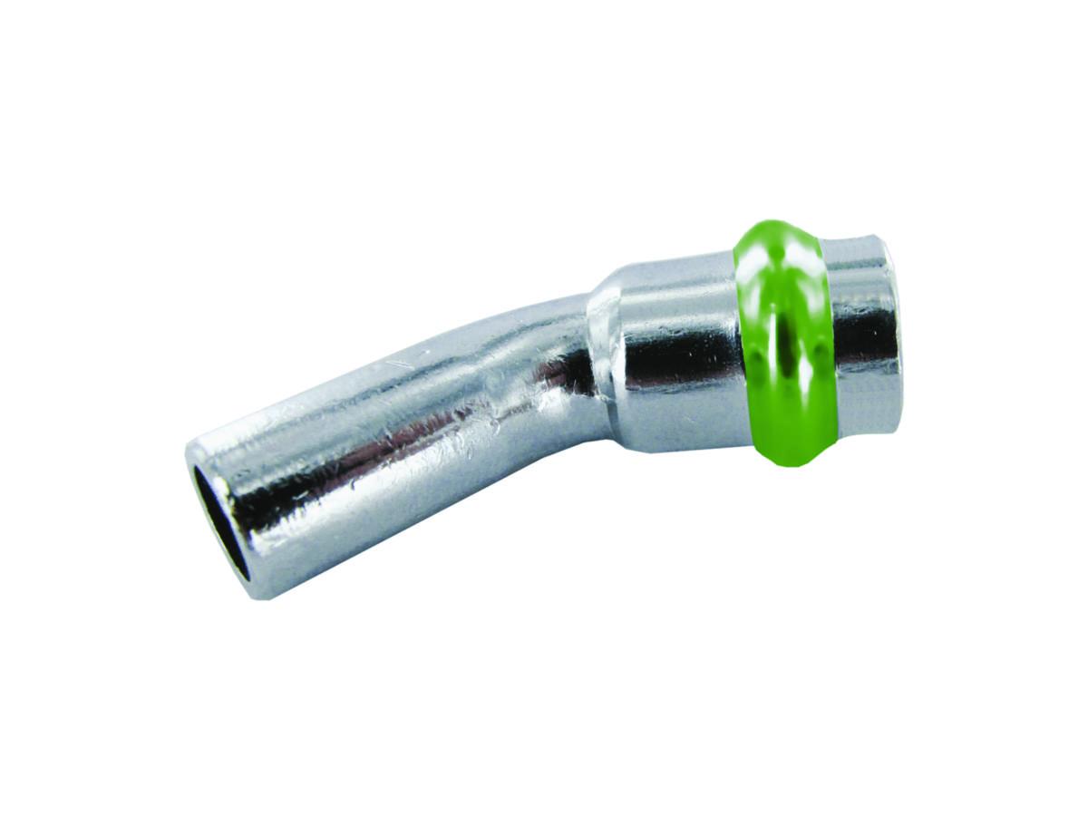 Bend 45° with 1 socket A-press, type V, chrome-plated, a-collection - 12 ELBOW 45° W. PLAIN END CU V CHROME. A-PRESS