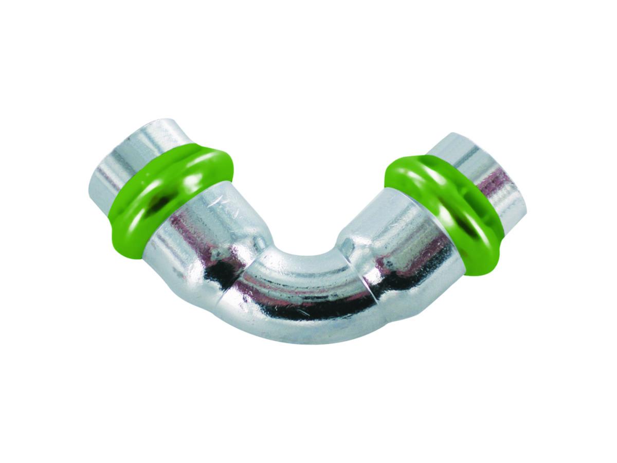 Bend 90° with 2 sockets A-press, chrome-plated, type V, a-collection - 15 ELBOW 90° CU V CHROME A-PRESS