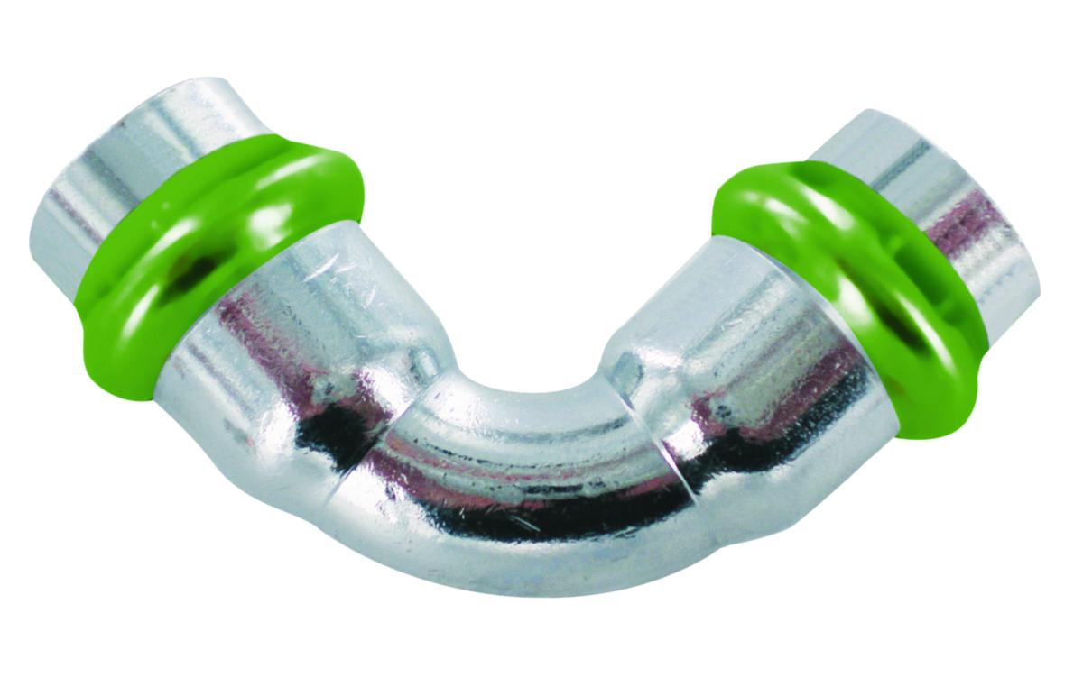Bend 90° with 2 sockets A-press, chrome-plated, type V, a-collection - 22 ELBOW 90GR CU V CHROME A-PRESS