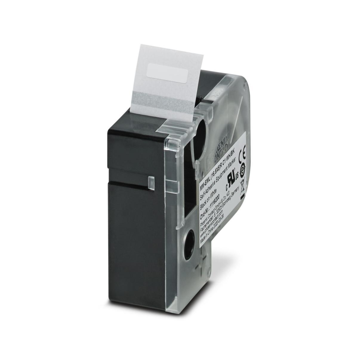 Kassetter för Thermomark Go Polyester - POLYESTERETIKETT VIT/SV 16.5X5 MM-EML(16.5X5)RC1WH/BK