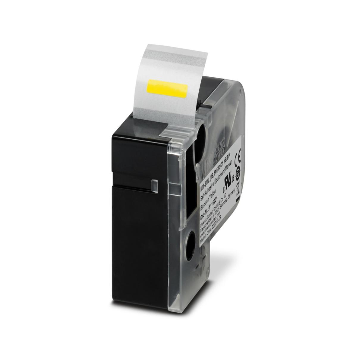 Kassetter för Thermomark Go Polyester - POLYESTERETIKETT GUL/SV 16.5X5 MM-EML(16.5X5)RC1YE/BK