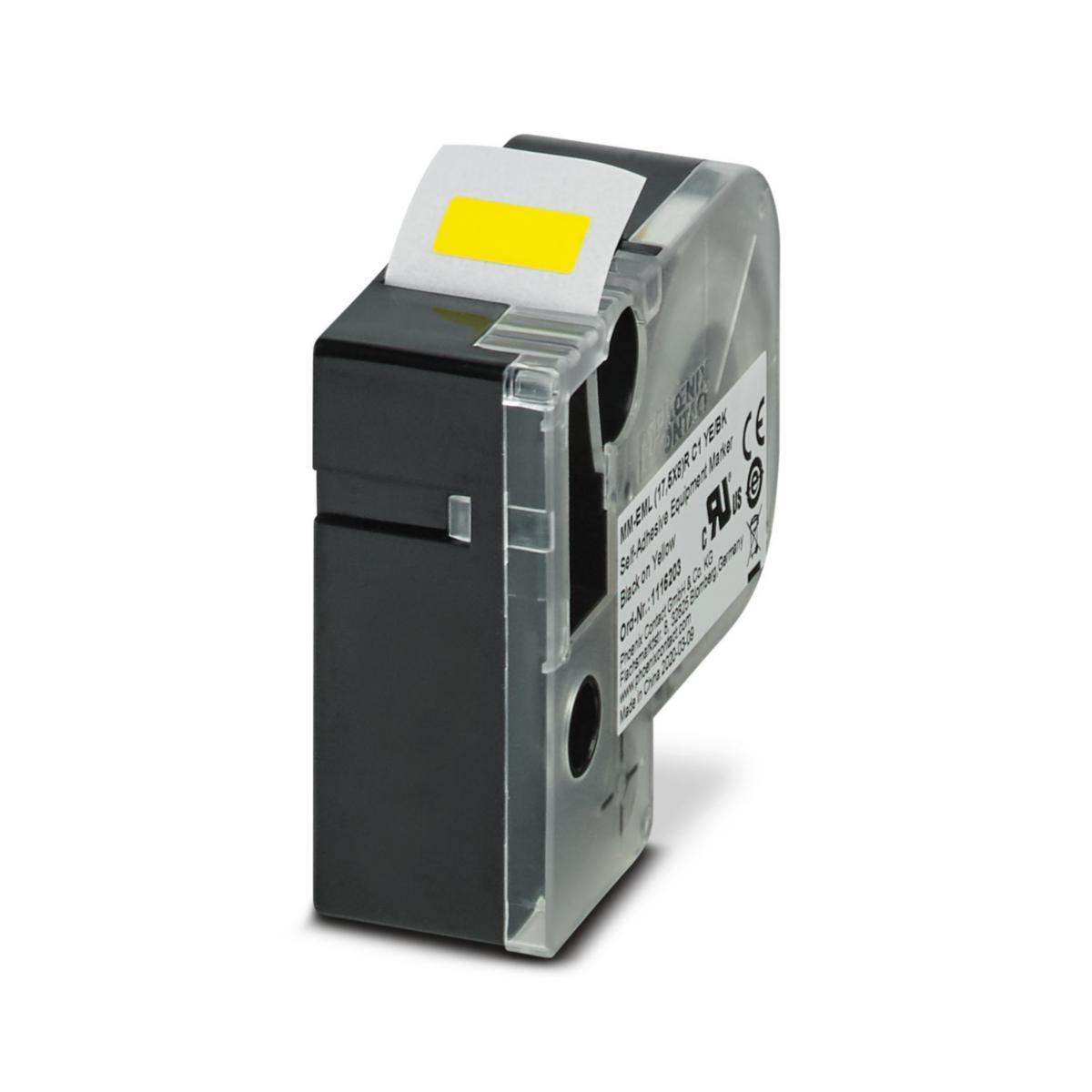 Kassetter för Thermomark Go Polyester - POLYESTERETIKETT GUL/SV 17.5X8 MM-EML(17.5X8)RC1YE/BK