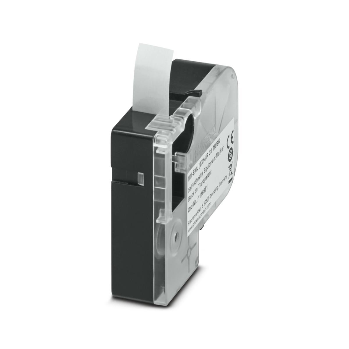 Kassetter för Thermomark Go Polyester - POLYESTERETIKETT TR/SV HÖJD 14 MM-EML(EX14)RC1TR/BK