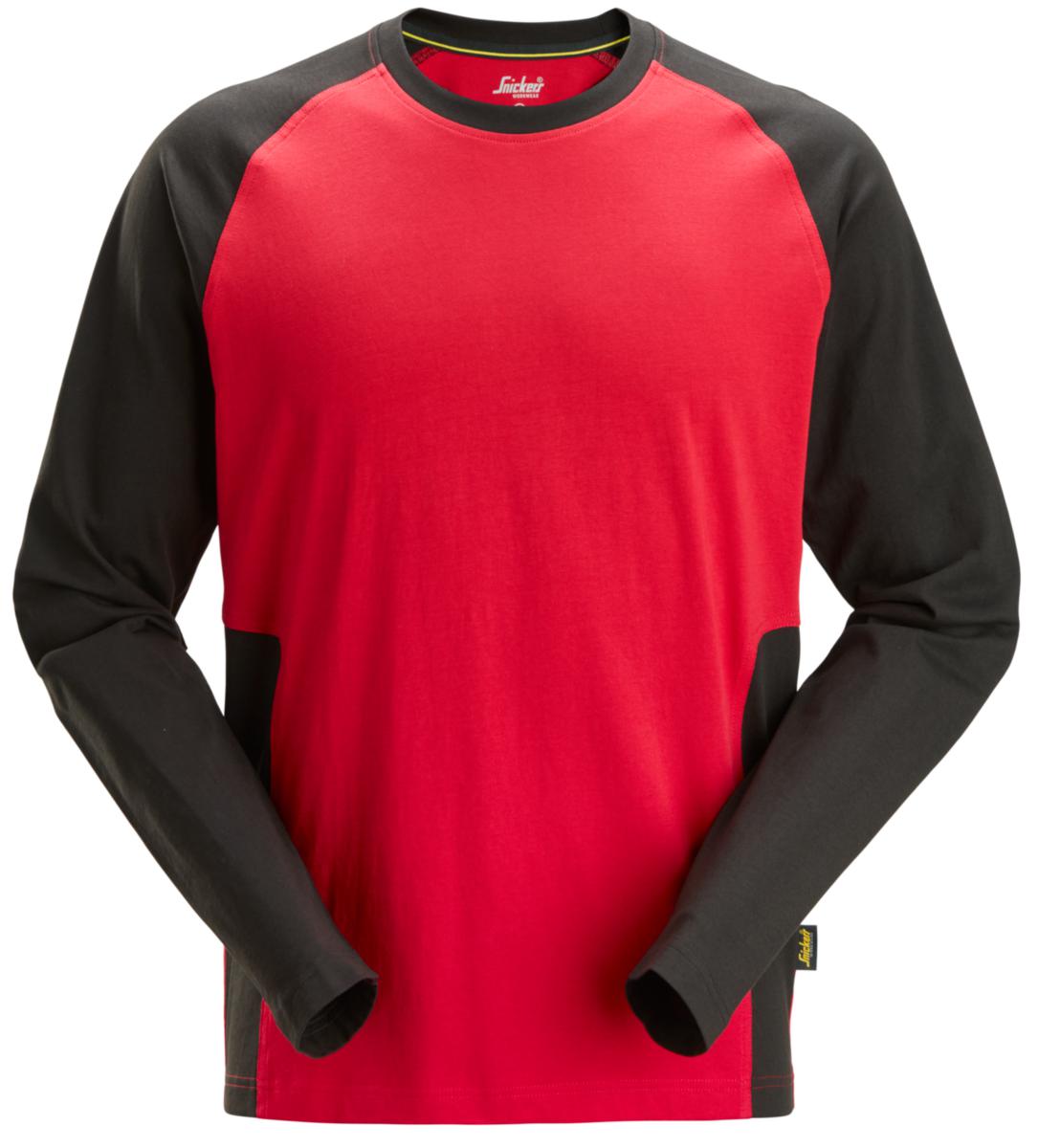 T-Shirt Snickers 2450 - T-SHIRT SNICKERS 2450 L-ÄRM 2-FÄRG RÖD/SVART STL S