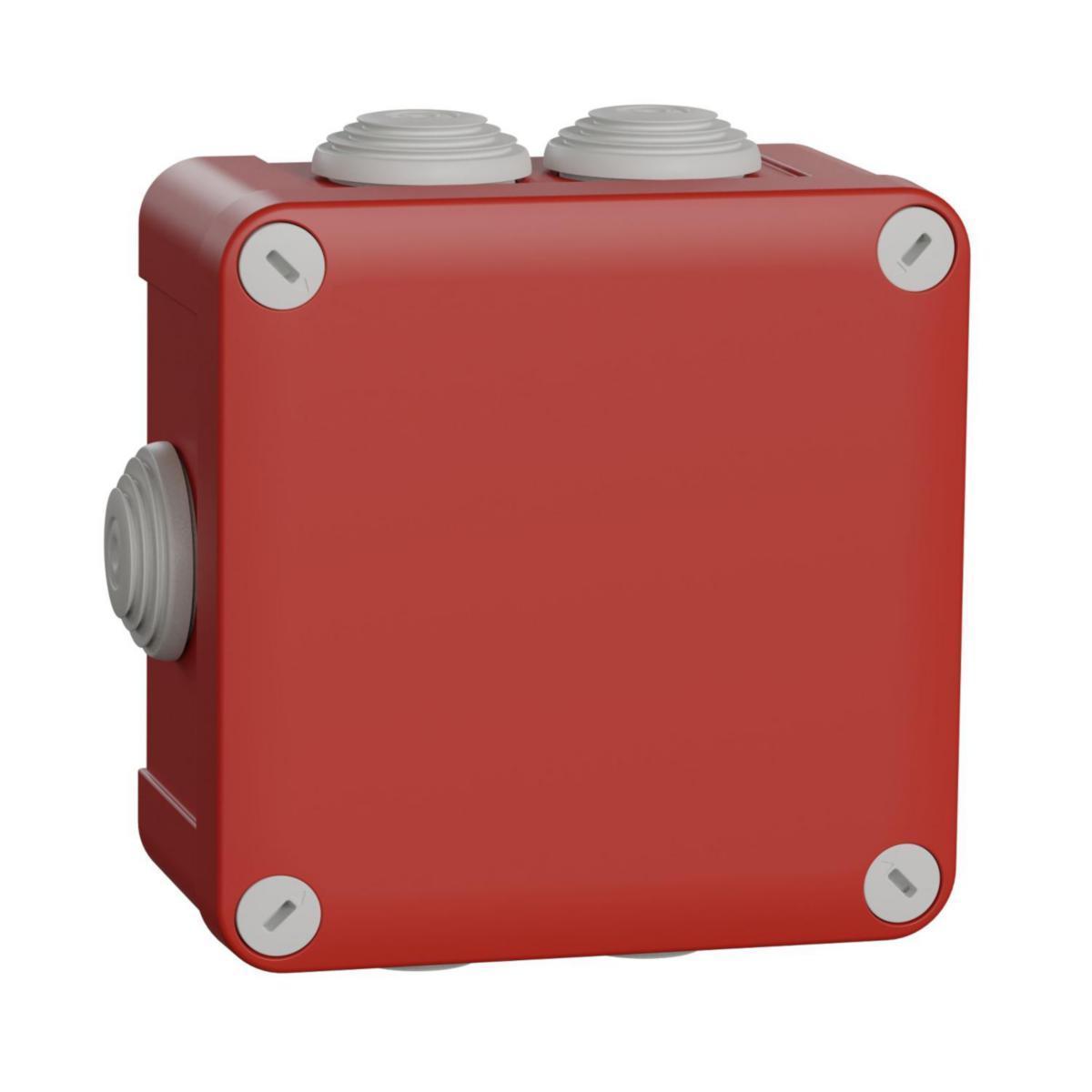 Junction box IP55 screw cover fire-proof 960° m. cable seals. Schneider - MUREVA FIRERES 105X105X55 RED ENN05165