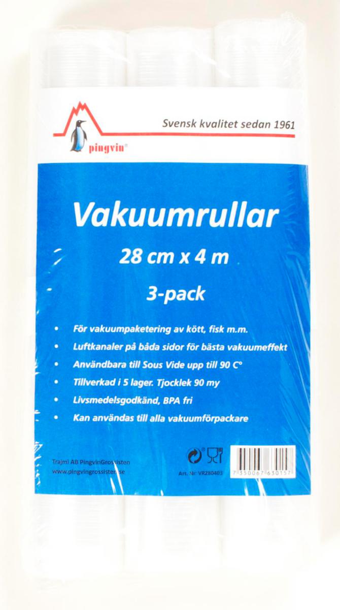 Tillbehör Vakuummaskin - VAKUUMRULLAR PINGVIN PRÄGLAD 28 CM X 4 METER. 3 ST