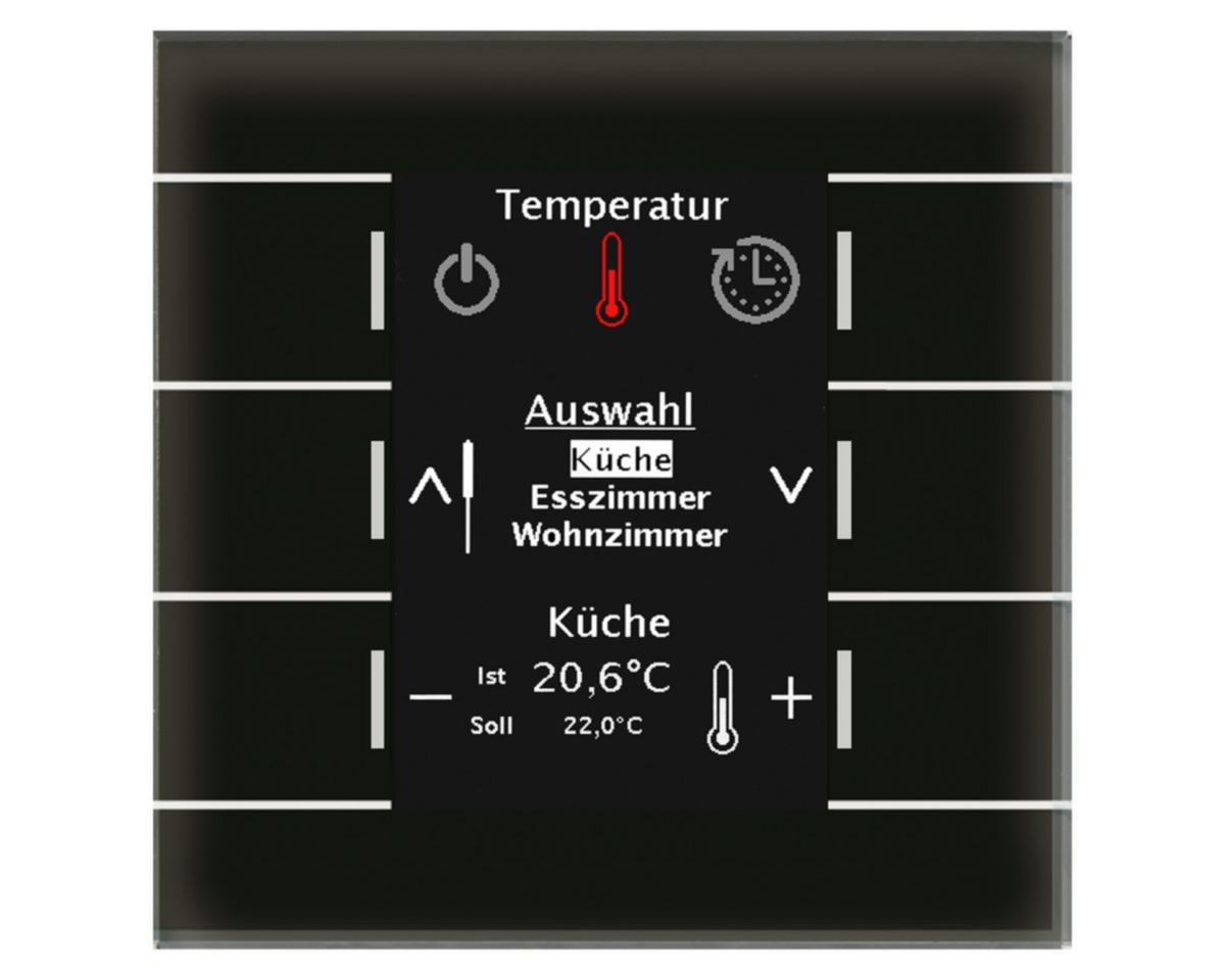 Tryckknapp Glas Smart med Display 6-knappar - TRYCKKNAPP GLAS SMART 6K SVART