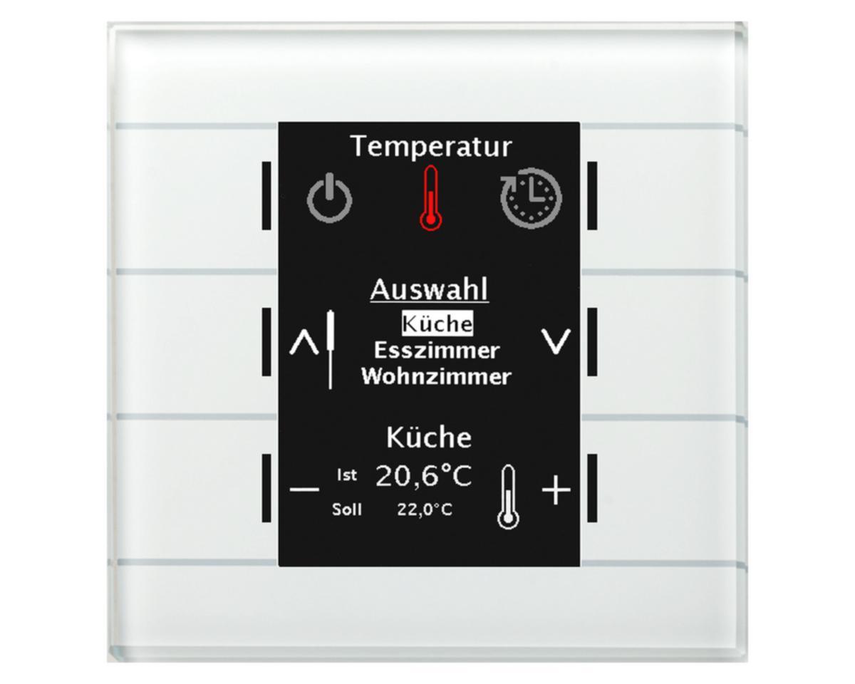 Tryckknapp Glas Smart med Display 6-knappar - TRYCKKNAPP GLAS SMART 6K VIT