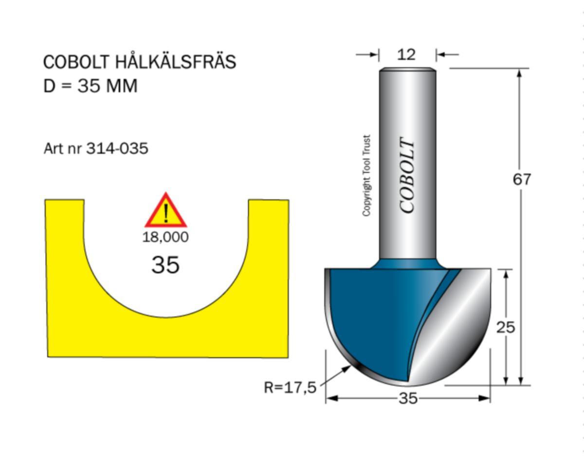 Hålkälsfräs Cobolt HM - HÅLKÄLSFRÄS HM COBOLT R17.5 D35 L25 TL67 S12