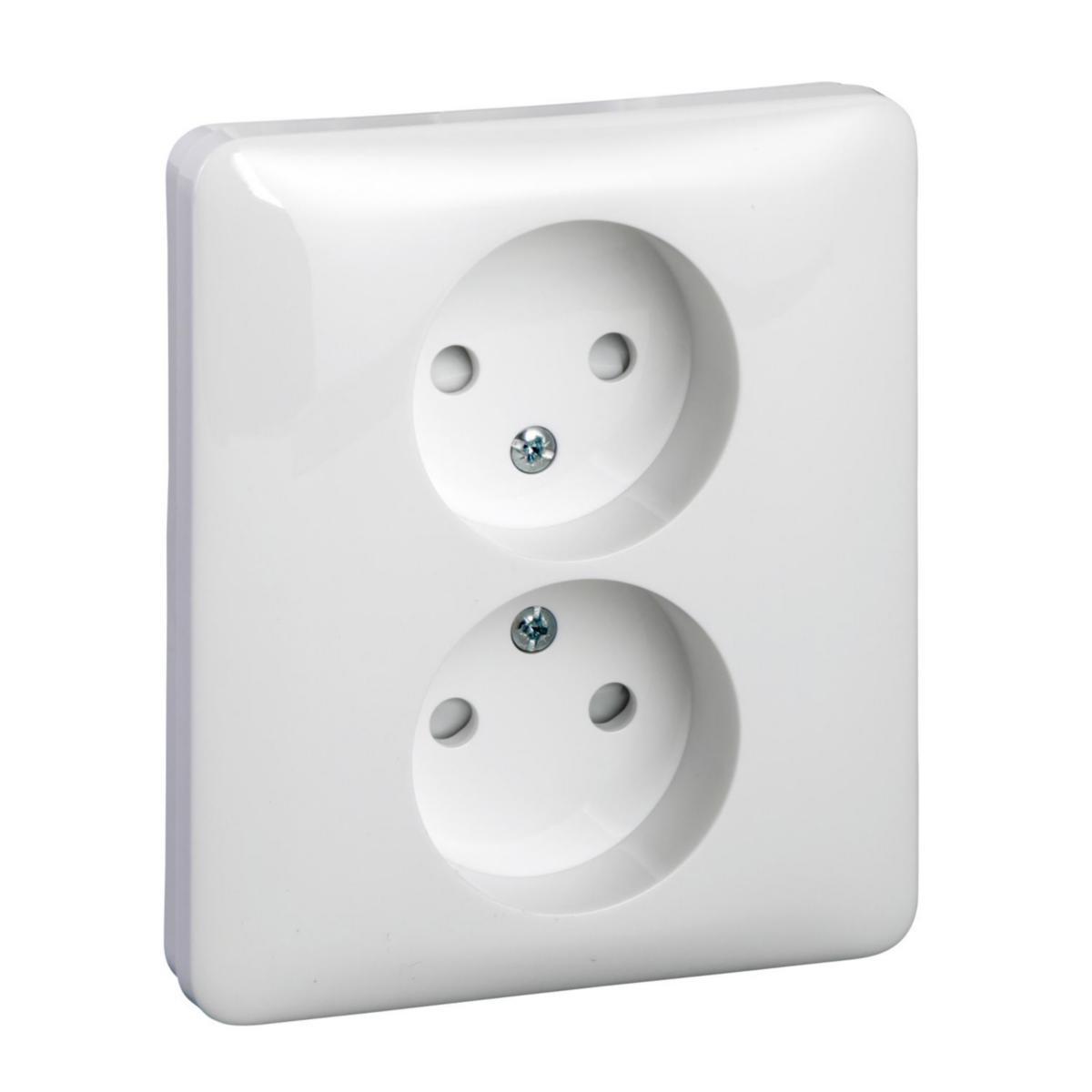 Wall socket 2-way without ground Primo-design - WALL SOCKET 2W UE SCR WH EXXACT PRIMO