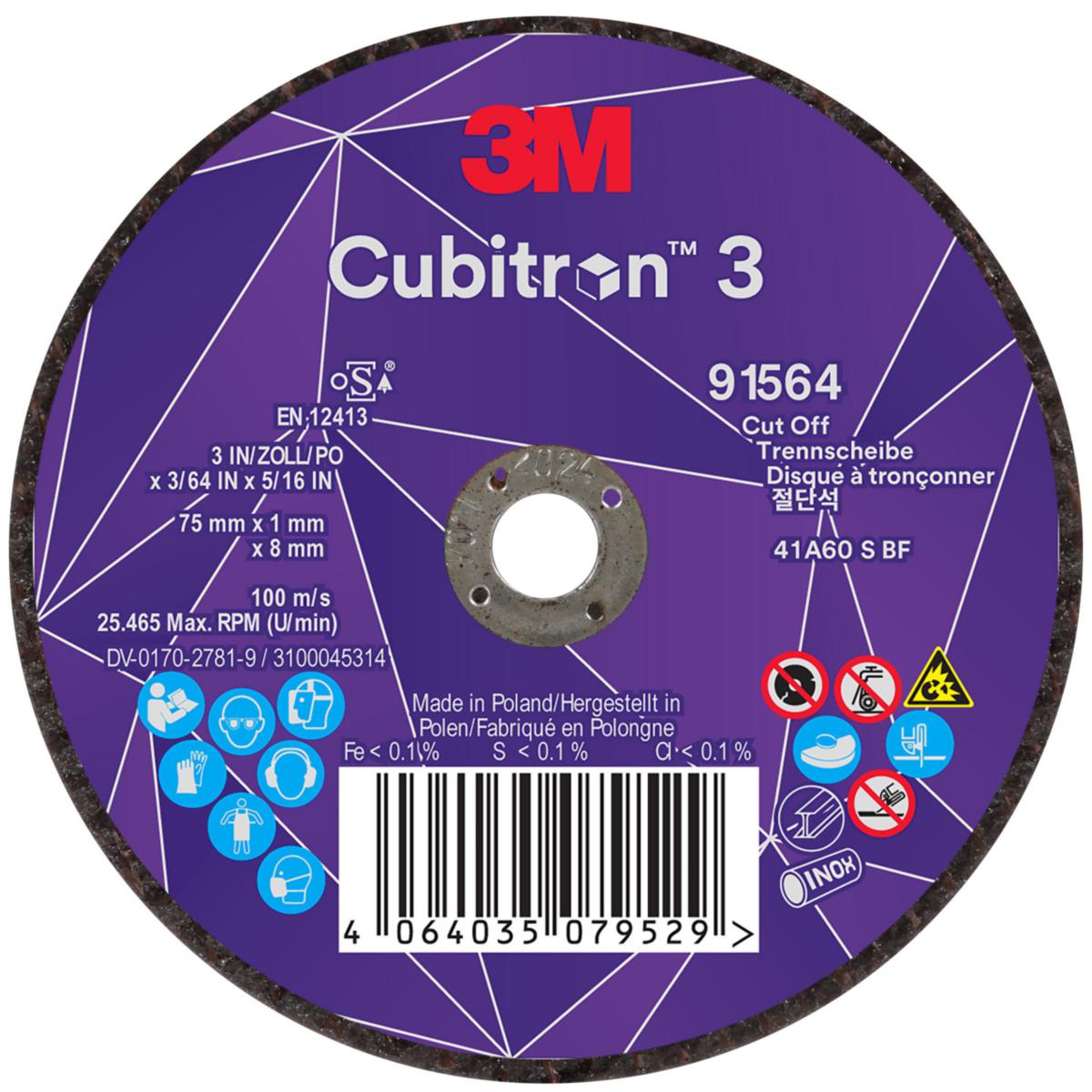 Kapskiva 3M Cubitron 3 Typ 41 - KAPSKIVA 3M CUBITRON 3 75X1X8 T41