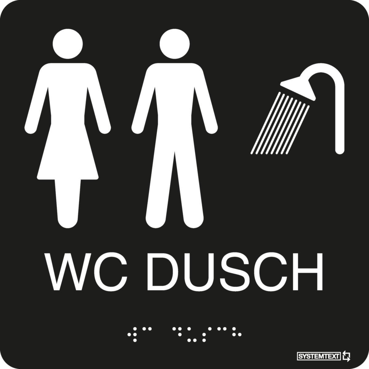 Taktila skyltar för Toalett, dusch , WC/RWC - SKYLT TAKTIL WC DUSCH HERR/DAM SVART