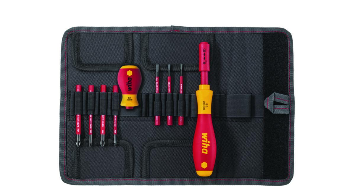 Skruvmejsel- & bitssats Wiha SlimVario 9 delar - SKRUVMEJSEL- OCH BITSSATS WIHA SLIMVARIO SL.PH.PZ 1000V