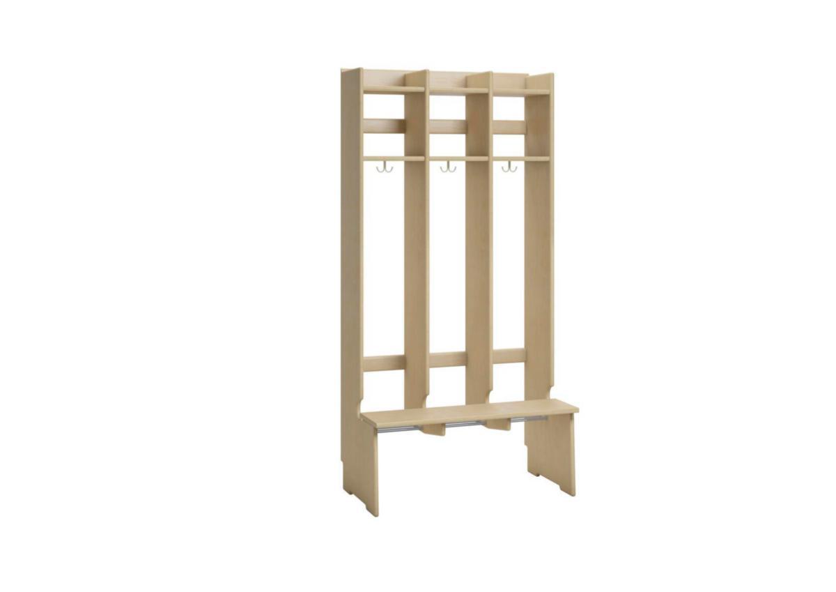 Klädfack Flexi 25 hel golvmodell med sittbänk - KLÄDFACK FLEXI 25 HEL 3-FACK GOLVMOD, KLARLACK M SITTBÄNK