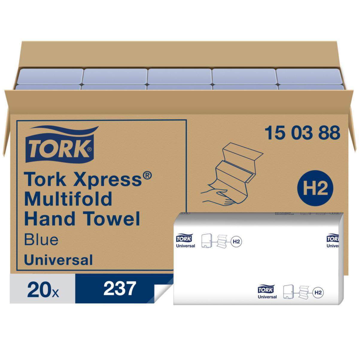 Pappershandduk Tork Xpress H2 Multifold - HANDDUK TORK XPRESS® MULTIFOLD BLÅ H2 Z-VIKT UNIV 237ST/FP