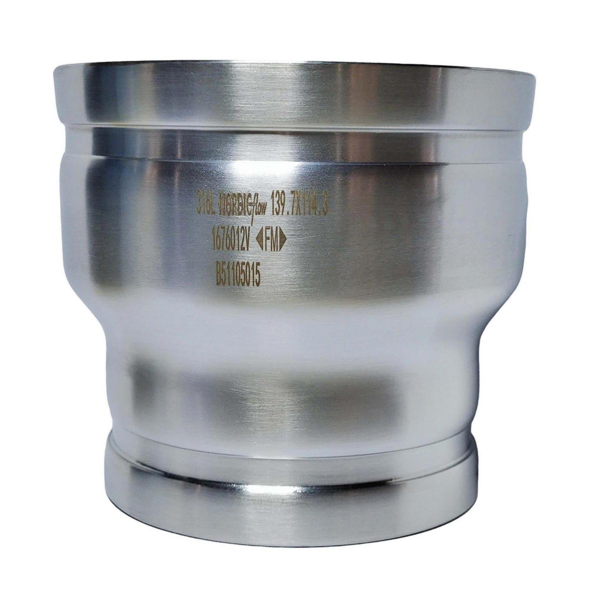 Grooved acid-proof stainless steel 316L concentric cone - GROOVED SS REDUCER DN65X50 316L-76.1MMX60.3MM