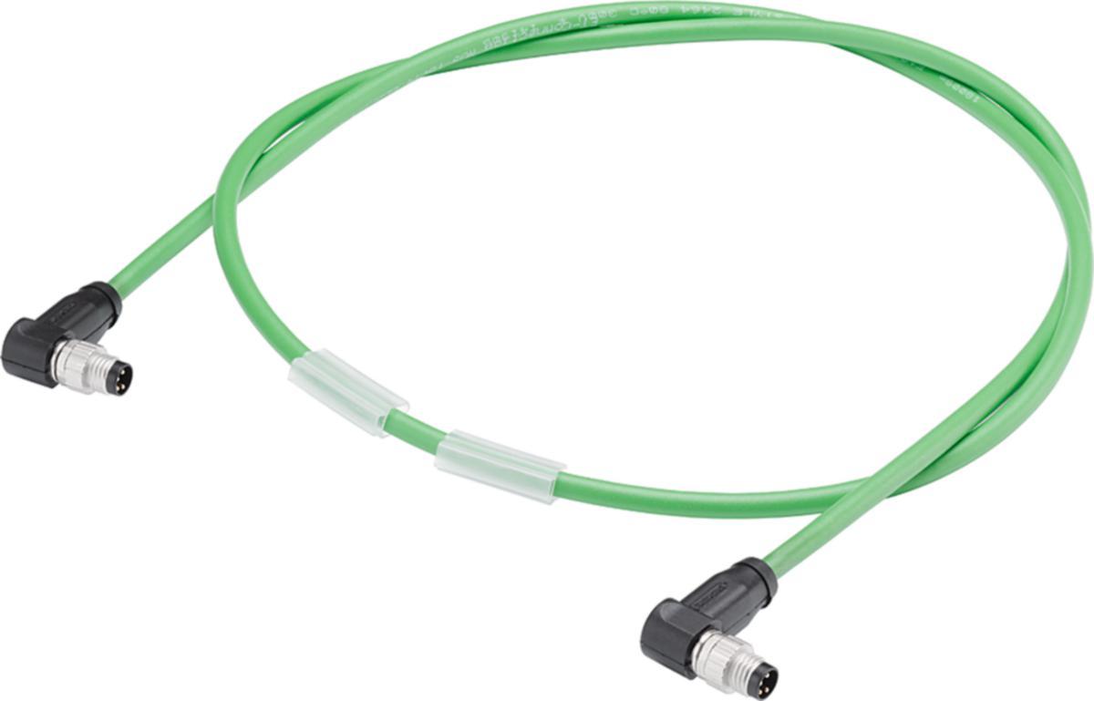 Anslutningskablage för ET, M8, 4-pin, skärmad - KABEL ET-CONNECT 2XM8 /90 2.0M 6ES7194-2LH20-0AB0