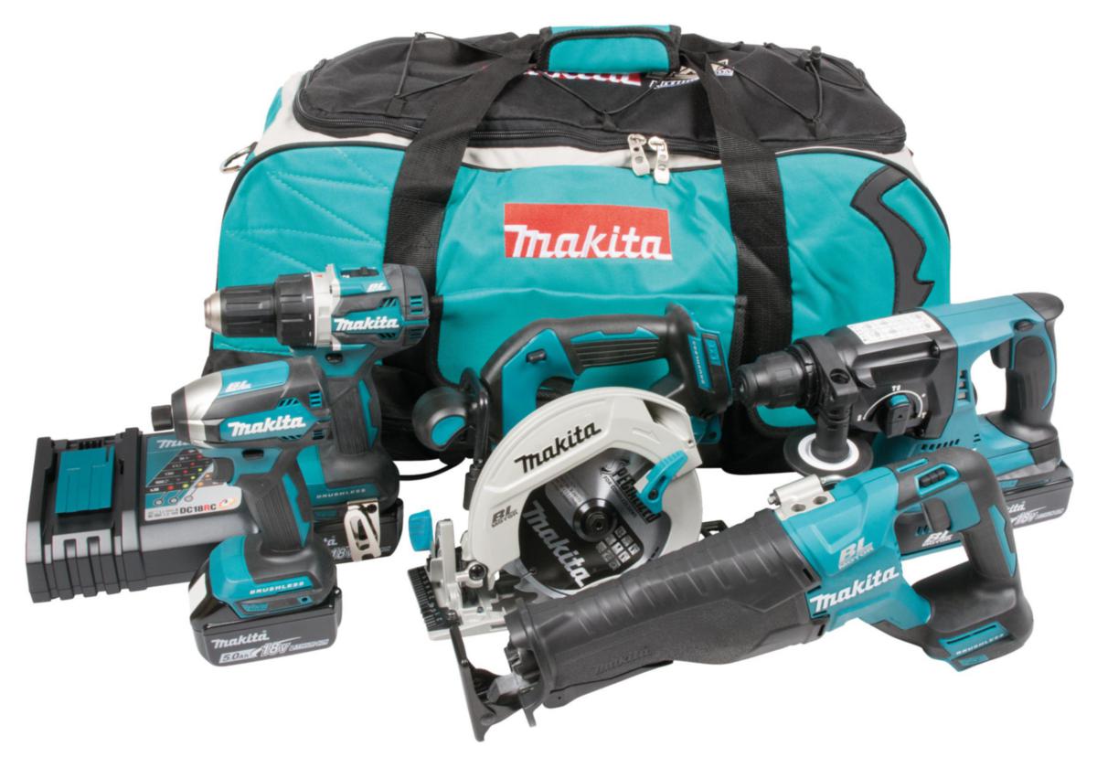 Kombikit Makita DLX5032T - KOMBIKIT MAKITA 18V DLX5032T 5 VERKTYG 3X5AH BL-MOTOR VÄSKA