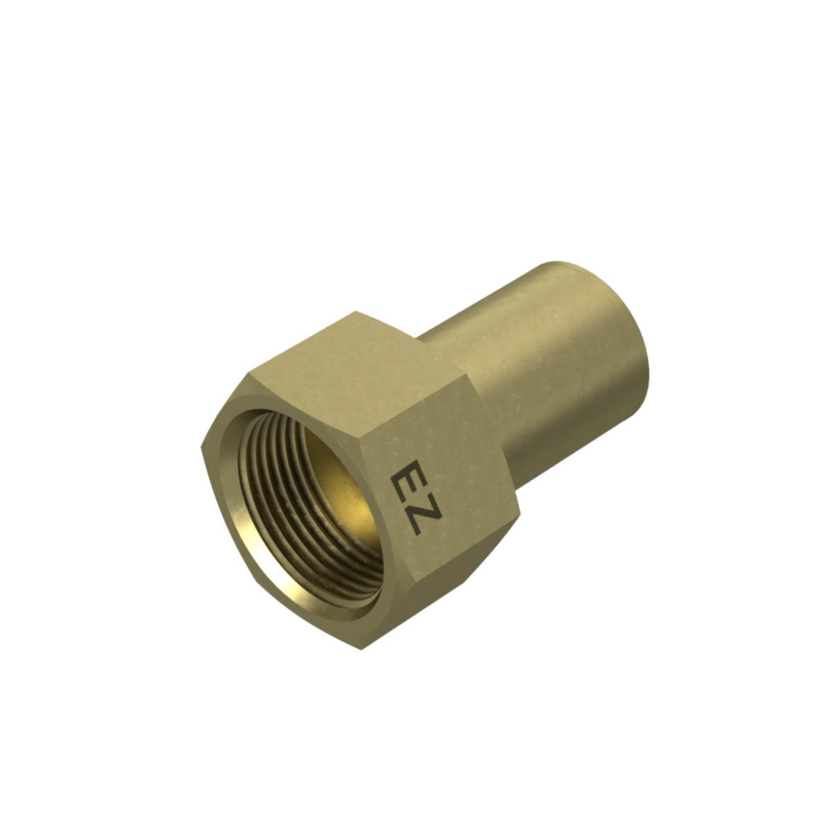 Övergångsnippel mässing med inv gänga / press, Ezze - EZZE RAK ÖVERGÅNG PRESS 22MM SLÄTÄNDE X G20 INV.GG, METALL